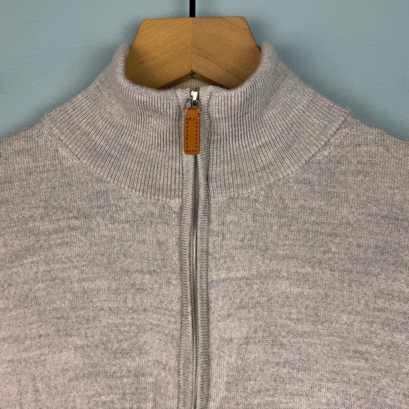 Collars & Co. Men's Medium Gray Merino Wool 1/4 Quarter Zip Pullover Sweater - Picture 4 of 7